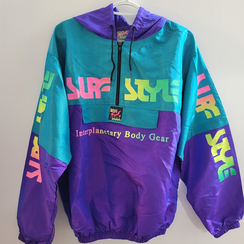 Vintage Surf Style Interplanetary Body Gear Windbreaker Jacket OSFA Multicolor